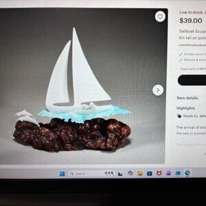 TWO OF THEM - Sailboat Sculpture w/Dolphin and Calf & Dolphin and Calf